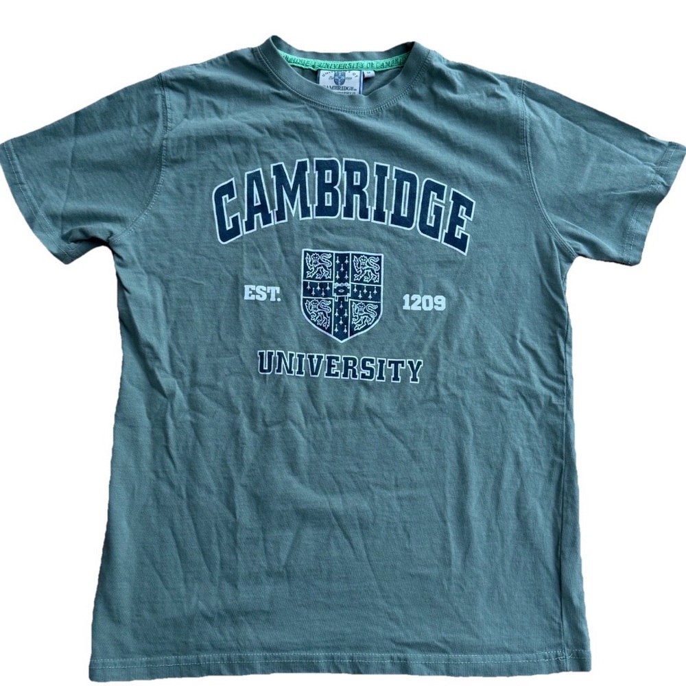 Cambridge University Official Campus‎ Green T Shirt M Crest England UK Cotton